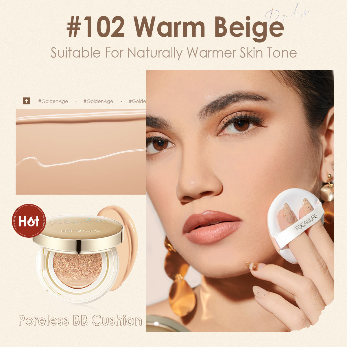 FA198 Poreless Matte Air Cushion Foundation — Lightweight Full Coverage, Matte Finish