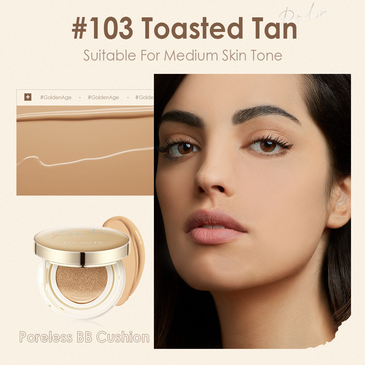 FA198 Poreless Matte Air Cushion Foundation — Lightweight Full Coverage, Matte Finish