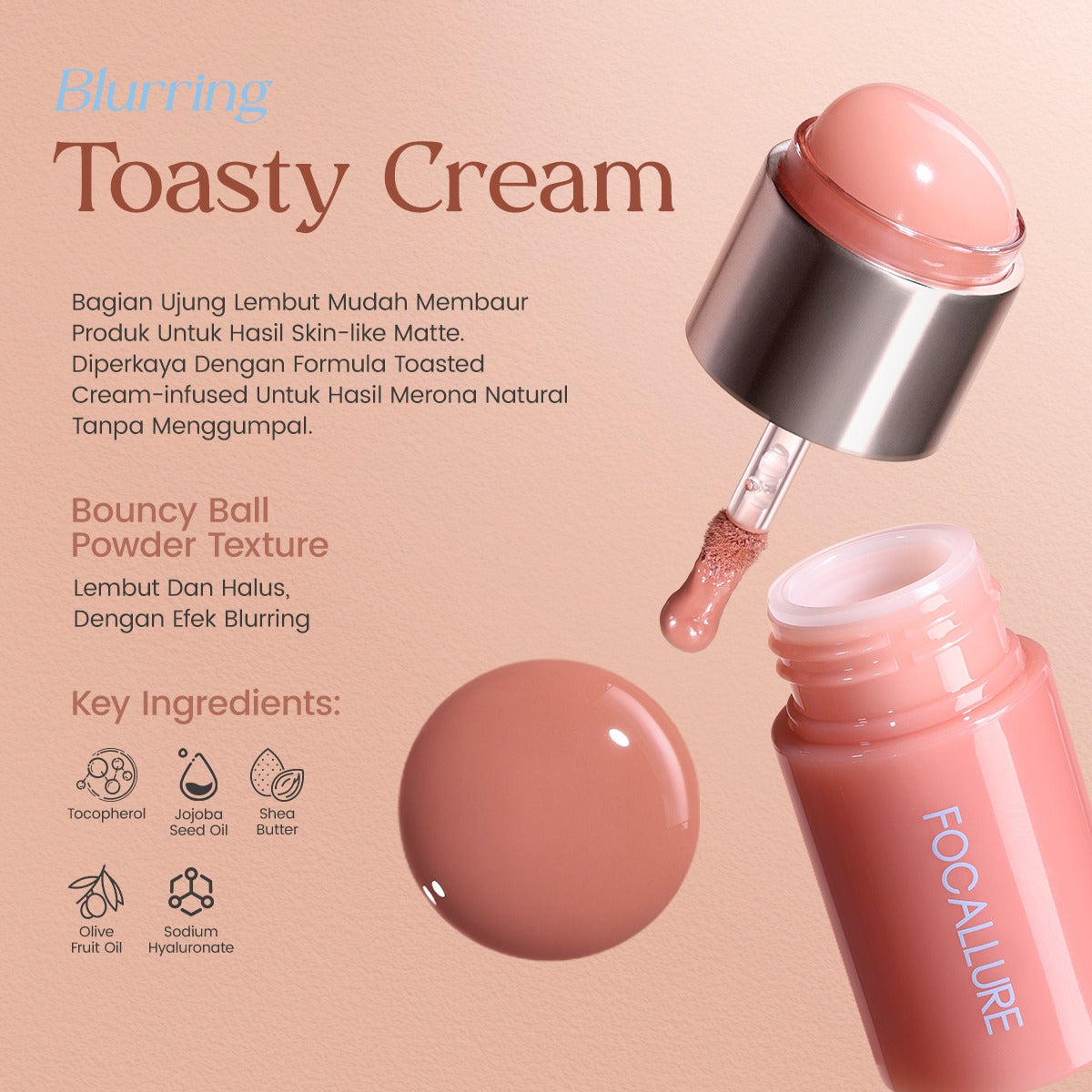 Focallure FA-L70 Multi-Use Lip Cream – Lip & Cheek Tint | Creamy Blush Lipstick for Natural Matte Finish