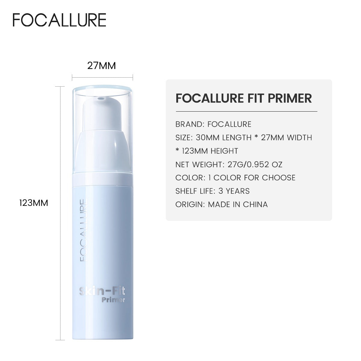 Focallure FA-F76 Fit Primer NU01 – Hydrating Makeup Base for Smooth, Long-Lasting Flawless Finish