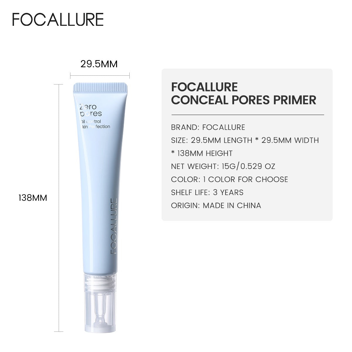 Focallure FA-F78 Conceal Pores Primer NU01 – Pore Minimizing Makeup Base for Smooth Flawless Skin