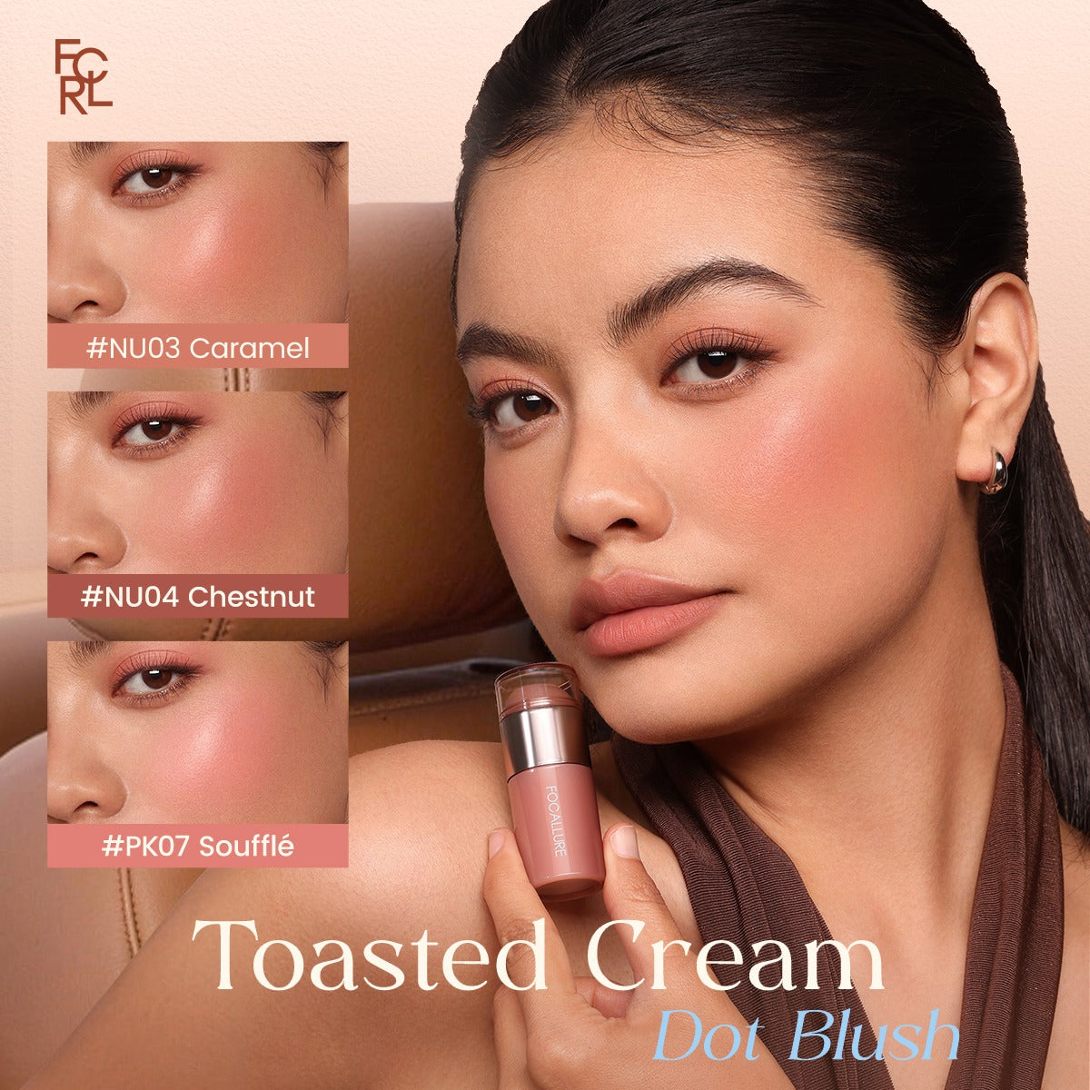 Focallure FA-L70 Multi-Use Lip Cream – Lip & Cheek Tint | Creamy Blush Lipstick for Natural Matte Finish