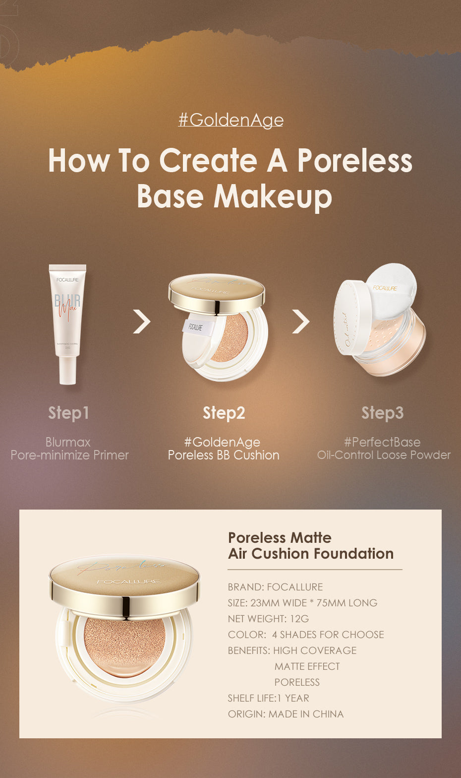 FA198 Poreless Matte Air Cushion Foundation — Lightweight Full Coverage, Matte Finish