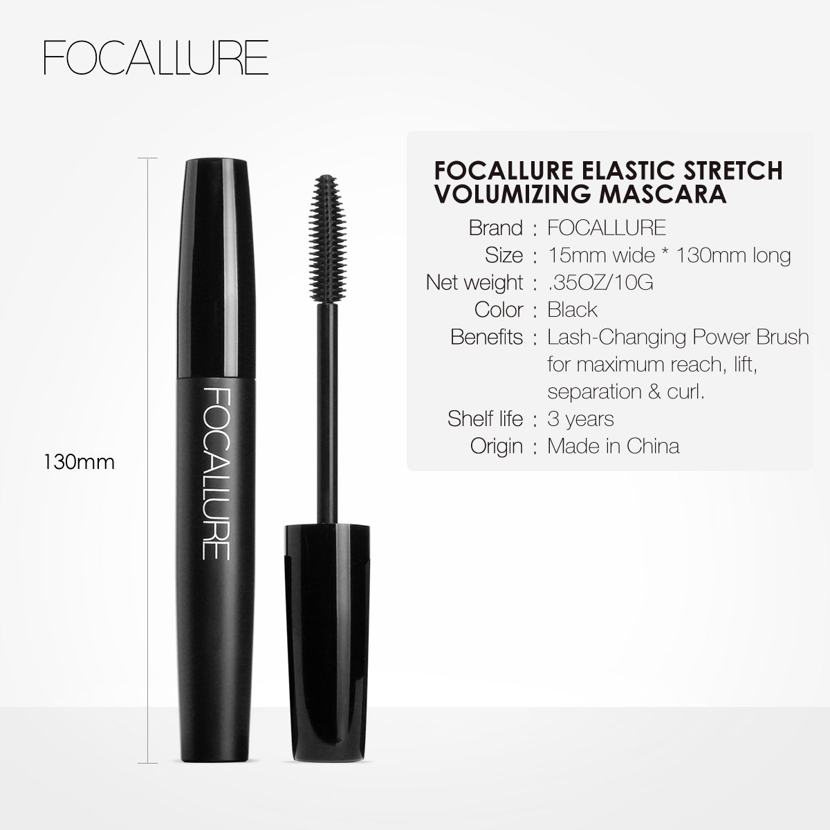 Focallure FA11 Lengthening & Volumizing Eye  Mascara – Waterproof Long-Lasting Lash Lift Effect