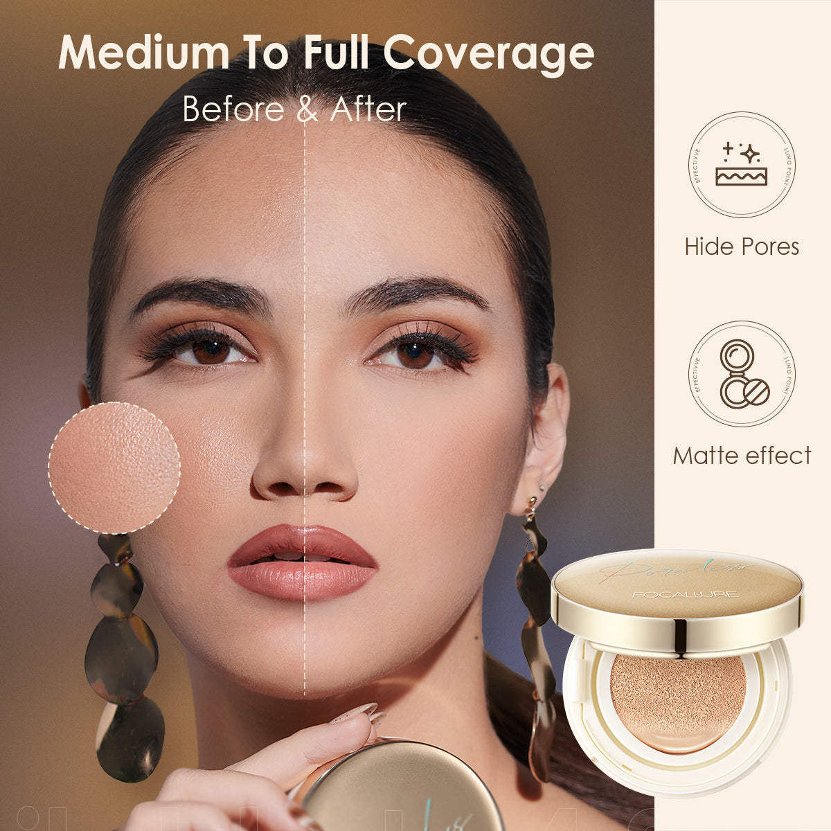 FA198 Poreless Matte Air Cushion Foundation — Lightweight Full Coverage, Matte Finish
