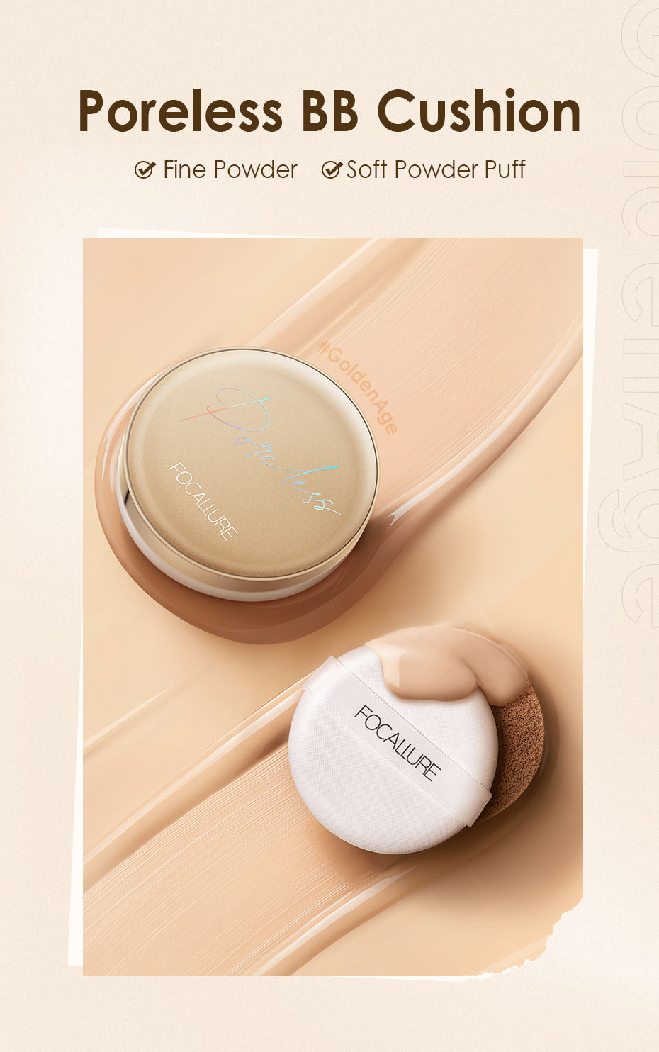 FA198 Poreless Matte Air Cushion Foundation — Lightweight Full Coverage, Matte Finish
