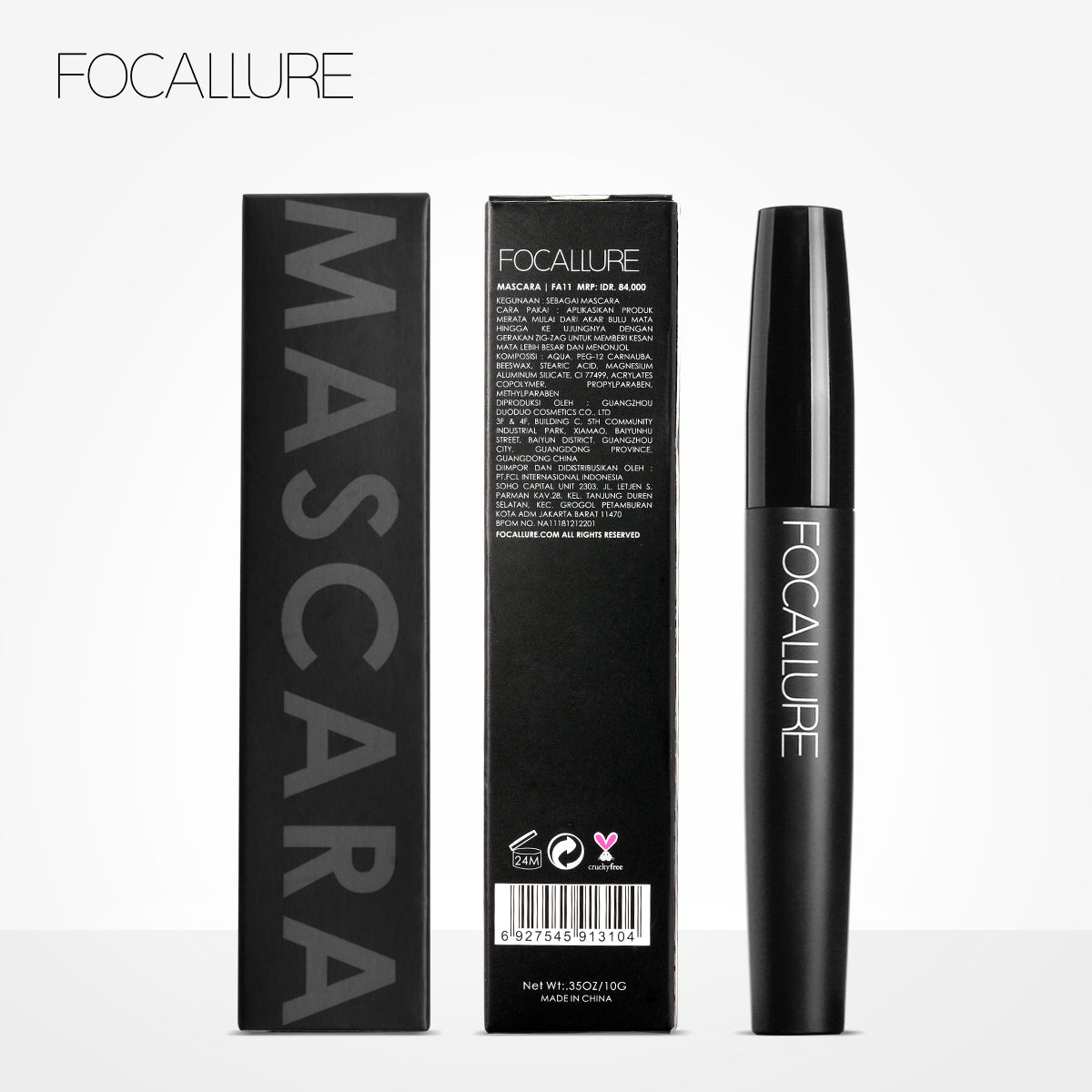 Focallure FA11 Lengthening & Volumizing Eye  Mascara – Waterproof Long-Lasting Lash Lift Effect